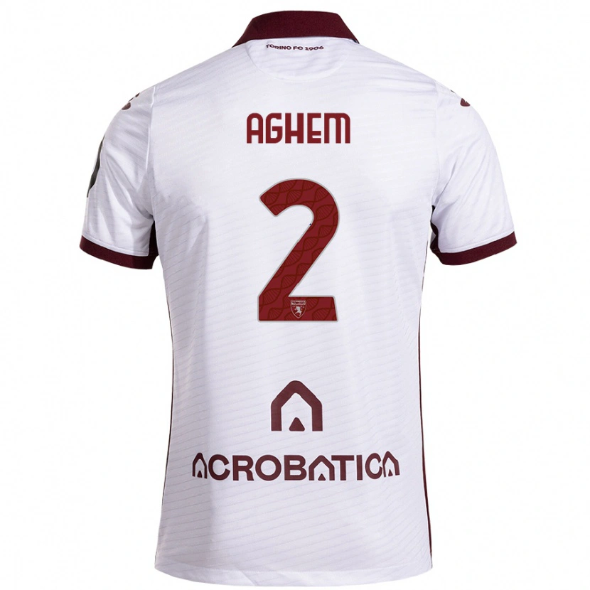 Danxen Børn Brigitta Aghem #2 Hvid Rødbrun Udebane Spillertrøjer 2024/25 Trøje T-Shirt