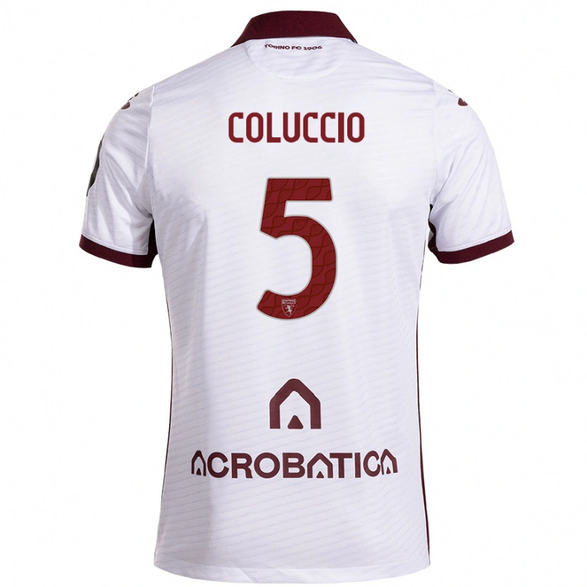 Danxen Børn Francesca Coluccio #5 Hvid Rødbrun Udebane Spillertrøjer 2024/25 Trøje T-Shirt