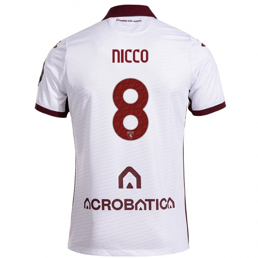 Danxen Børn Giada Nicco #8 Hvid Rødbrun Udebane Spillertrøjer 2024/25 Trøje T-Shirt