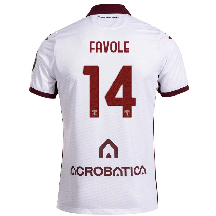 Danxen Børn Annalisa Favole #14 Hvid Rødbrun Udebane Spillertrøjer 2024/25 Trøje T-Shirt