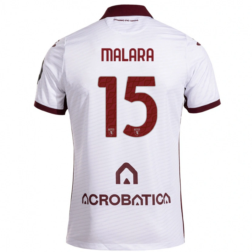 Danxen Børn Sara Malara #15 Hvid Rødbrun Udebane Spillertrøjer 2024/25 Trøje T-Shirt