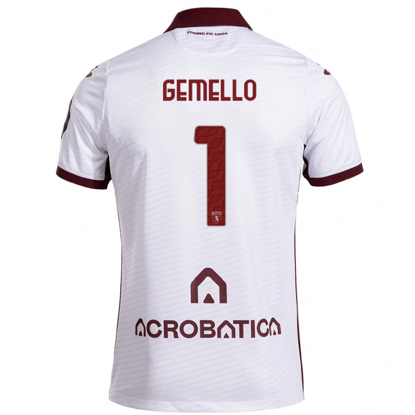 Danxen Børn Luca Gemello #1 Hvid Rødbrun Udebane Spillertrøjer 2024/25 Trøje T-Shirt