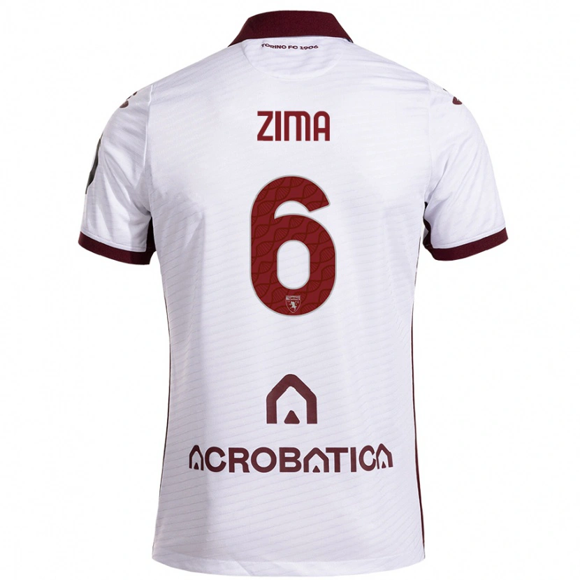 Danxen Børn David Zima #6 Hvid Rødbrun Udebane Spillertrøjer 2024/25 Trøje T-Shirt