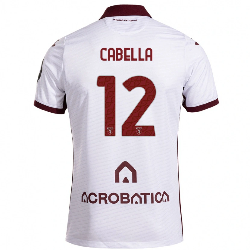 Danxen Børn Matteo Cabella #12 Hvid Rødbrun Udebane Spillertrøjer 2024/25 Trøje T-Shirt