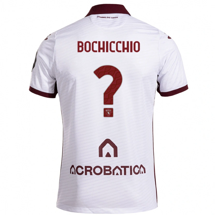 Danxen Børn Francesco Bochicchio #0 Hvid Rødbrun Udebane Spillertrøjer 2024/25 Trøje T-Shirt
