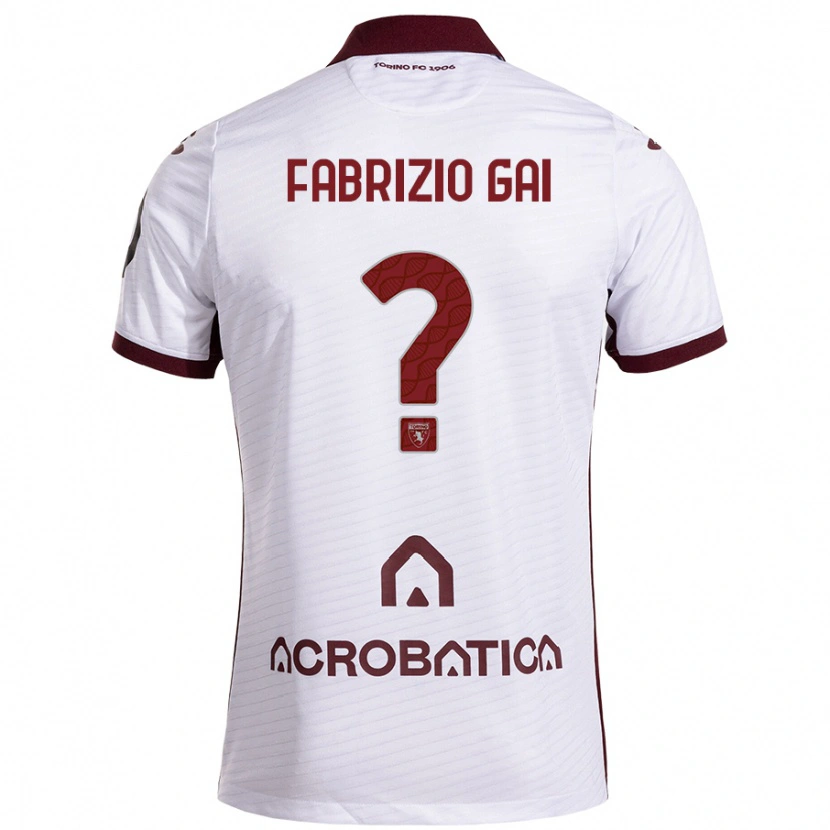 Danxen Børn Fabrizio Gai #0 Hvid Rødbrun Udebane Spillertrøjer 2024/25 Trøje T-Shirt