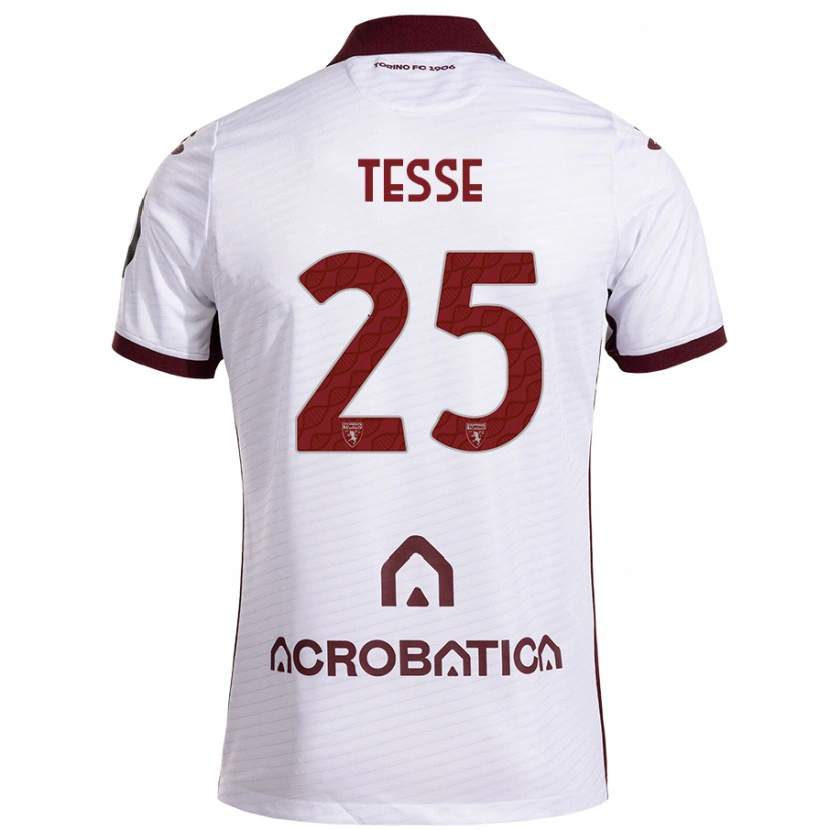 Danxen Børn Manuela Tesse #25 Hvid Rødbrun Udebane Spillertrøjer 2024/25 Trøje T-Shirt