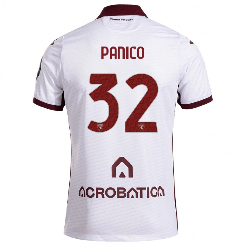 Danxen Børn Patrizia Panico #32 Hvid Rødbrun Udebane Spillertrøjer 2024/25 Trøje T-Shirt
