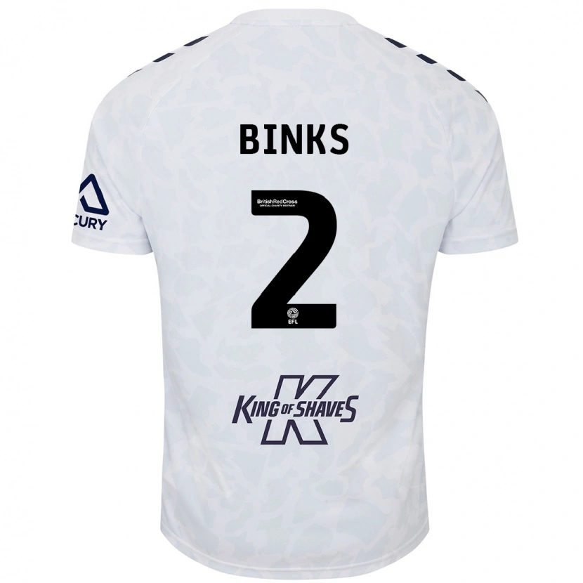 Danxen Børn Luis Binks #2 Hvid Udebane Spillertrøjer 2024/25 Trøje T-Shirt