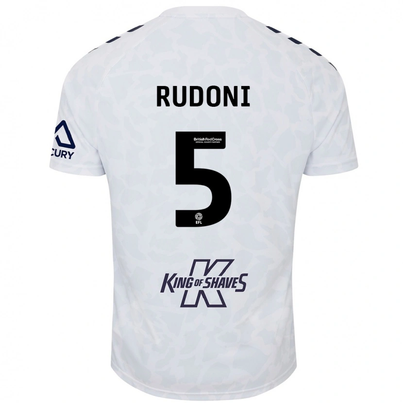 Danxen Børn Jack Rudoni #5 Hvid Udebane Spillertrøjer 2024/25 Trøje T-Shirt