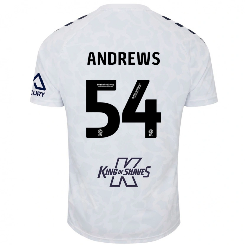 Danxen Børn Kai Andrews #54 Hvid Udebane Spillertrøjer 2024/25 Trøje T-Shirt