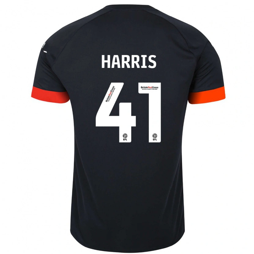 Danxen Børn Taylan Harris #41 Sort Orange Udebane Spillertrøjer 2024/25 Trøje T-Shirt