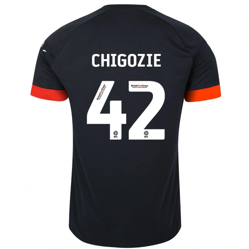 Danxen Børn Christian Chigozie #42 Sort Orange Udebane Spillertrøjer 2024/25 Trøje T-Shirt