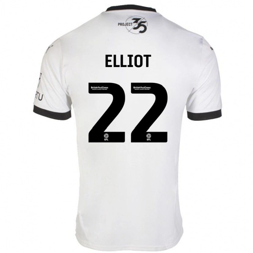 Danxen Børn Emily Elliot #22 Hvid Sort Udebane Spillertrøjer 2024/25 Trøje T-Shirt