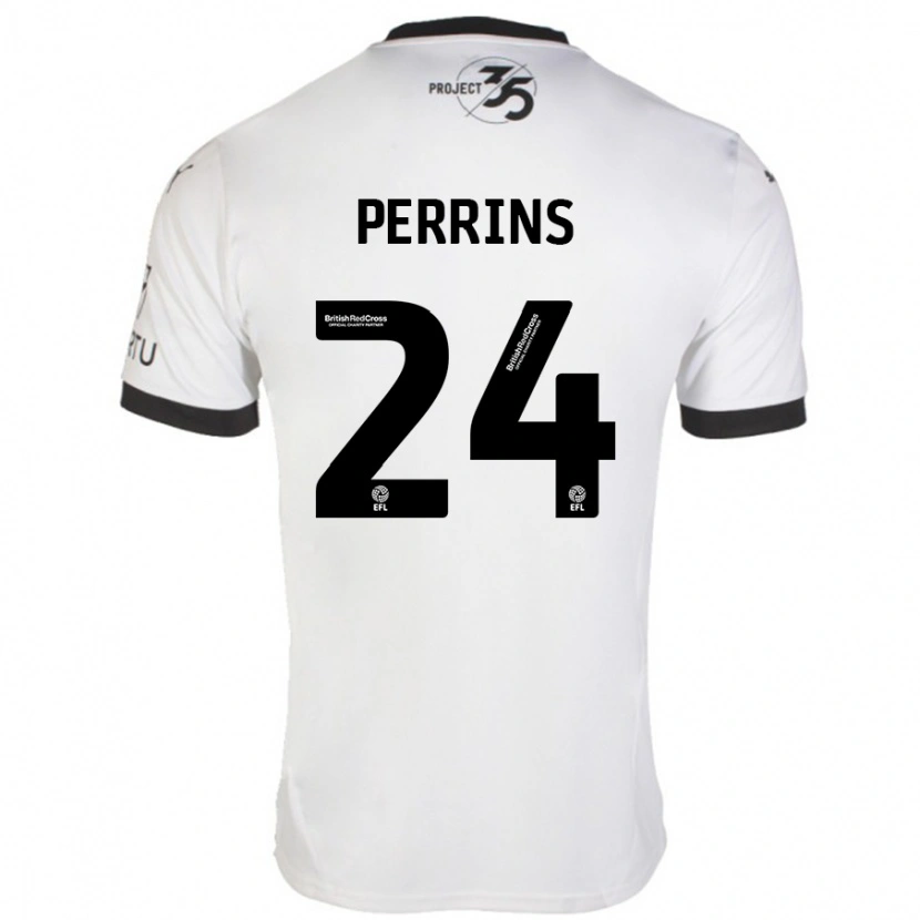Danxen Børn Grace Perrins #24 Hvid Sort Udebane Spillertrøjer 2024/25 Trøje T-Shirt