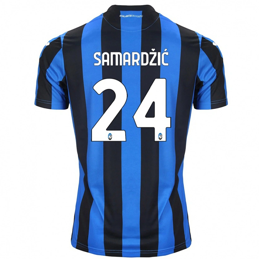 Danxen Mænd Lazar Samardžić #24 Blå Sort Hjemmebane Spillertrøjer 2024/25 Trøje T-Shirt