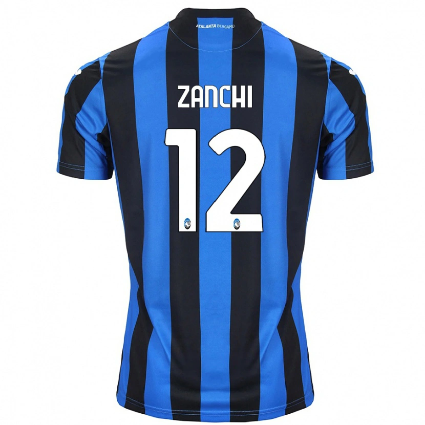 Danxen Mænd Edoardo Zanchi #12 Blå Sort Hjemmebane Spillertrøjer 2024/25 Trøje T-Shirt