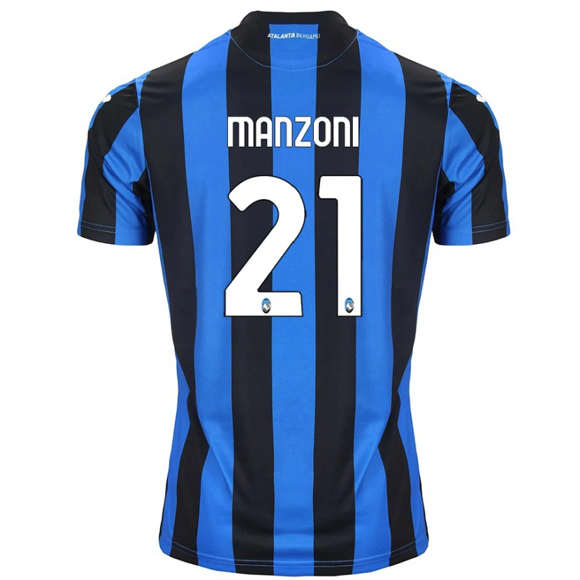 Danxen Mænd Alberto Manzoni #21 Blå Sort Hjemmebane Spillertrøjer 2024/25 Trøje T-Shirt