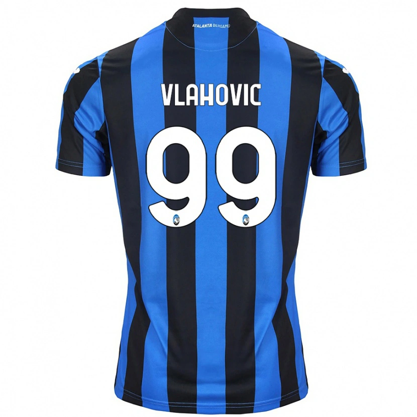 Danxen Mænd Vanja Vlahovic #99 Blå Sort Hjemmebane Spillertrøjer 2024/25 Trøje T-Shirt