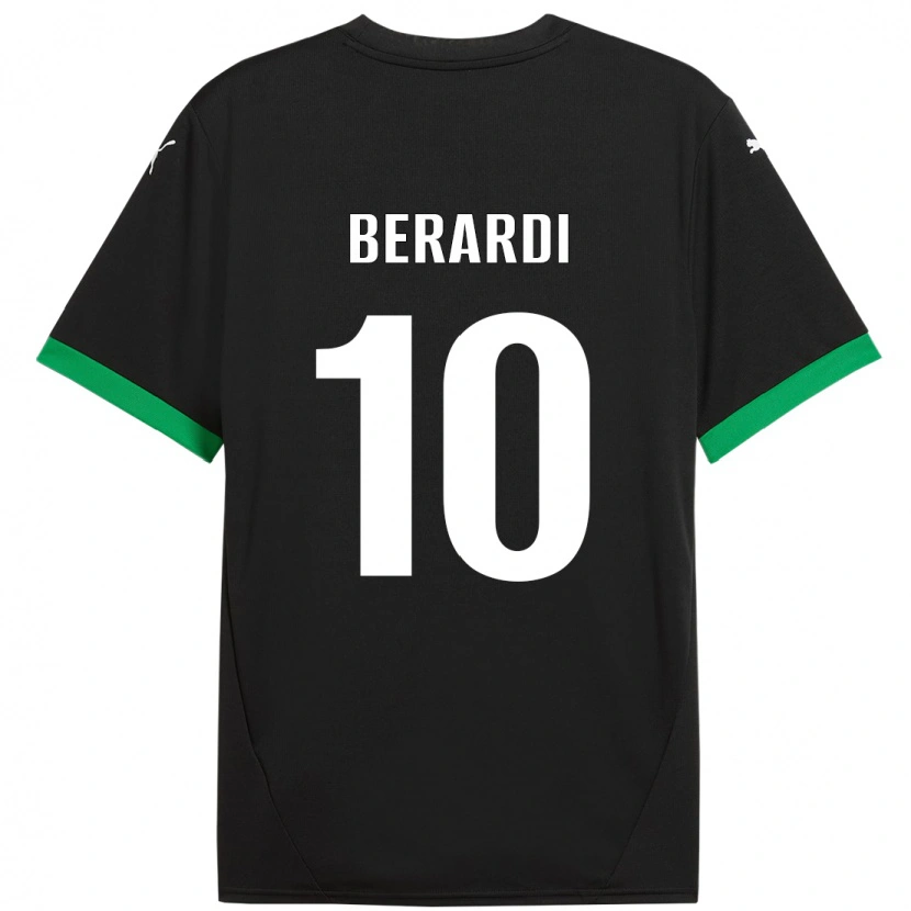 Danxen Mænd Domenico Berardi #10 Sort Mørkegrøn Hjemmebane Spillertrøjer 2024/25 Trøje T-Shirt