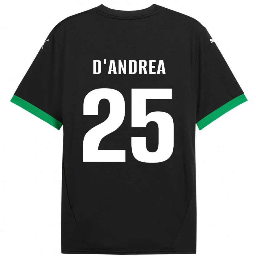 Danxen Mænd Luca D'andrea #25 Sort Mørkegrøn Hjemmebane Spillertrøjer 2024/25 Trøje T-Shirt