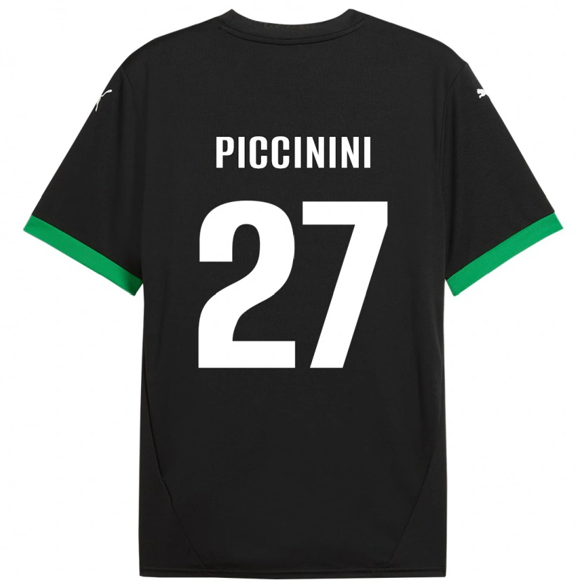 Danxen Mænd Stefano Piccinini #27 Sort Mørkegrøn Hjemmebane Spillertrøjer 2024/25 Trøje T-Shirt