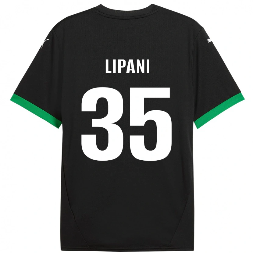 Danxen Mænd Luca Lipani #35 Sort Mørkegrøn Hjemmebane Spillertrøjer 2024/25 Trøje T-Shirt