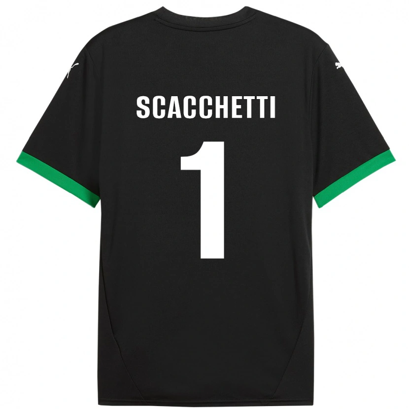 Danxen Mænd Alessandro Scacchetti #1 Sort Mørkegrøn Hjemmebane Spillertrøjer 2024/25 Trøje T-Shirt