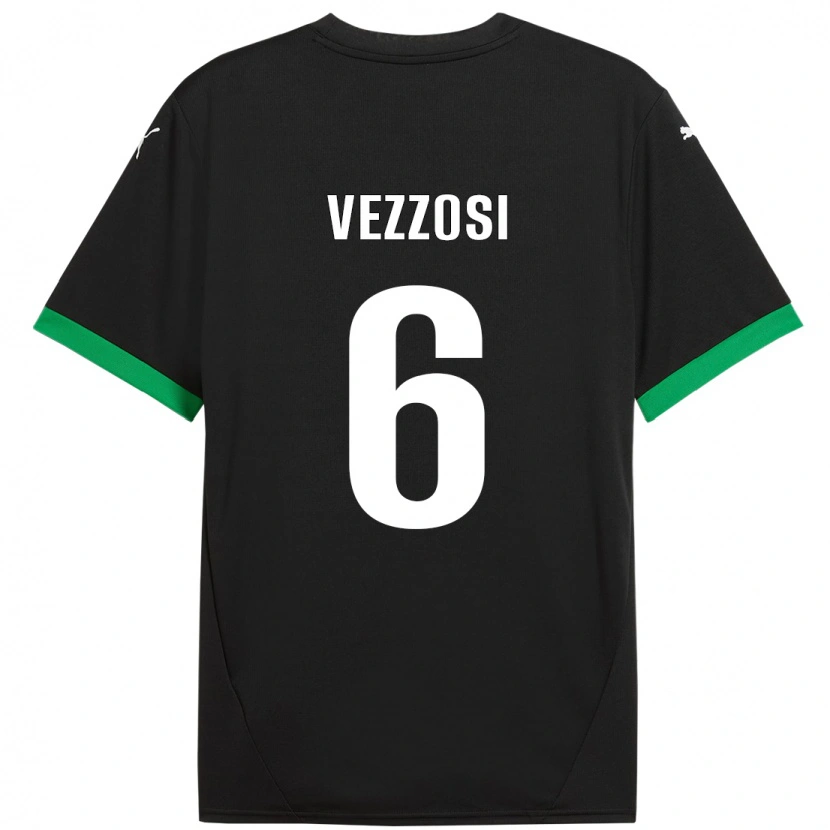 Danxen Mænd Giorgio Vezzosi #6 Sort Mørkegrøn Hjemmebane Spillertrøjer 2024/25 Trøje T-Shirt