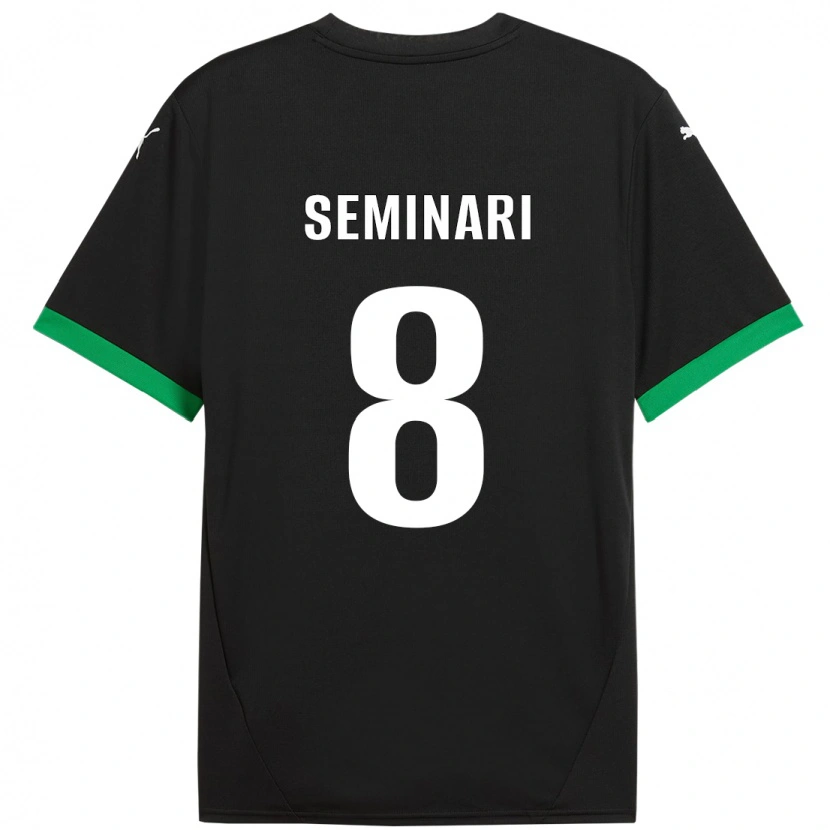 Danxen Mænd Giacomo Seminari #8 Sort Mørkegrøn Hjemmebane Spillertrøjer 2024/25 Trøje T-Shirt