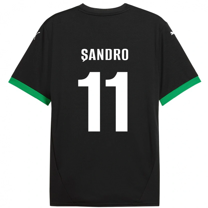 Danxen Mænd Denis Șandro #11 Sort Mørkegrøn Hjemmebane Spillertrøjer 2024/25 Trøje T-Shirt