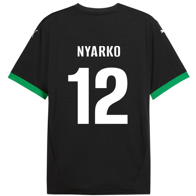 Danxen Mænd Lorenzo Nyarko #12 Sort Mørkegrøn Hjemmebane Spillertrøjer 2024/25 Trøje T-Shirt