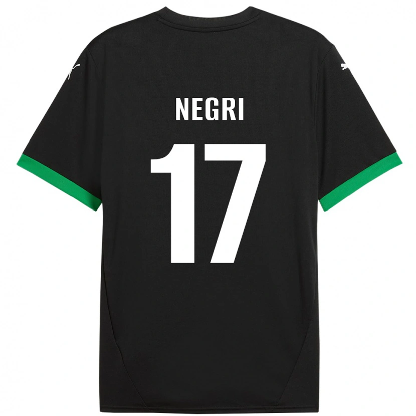 Danxen Mænd Gabriele Negri #17 Sort Mørkegrøn Hjemmebane Spillertrøjer 2024/25 Trøje T-Shirt