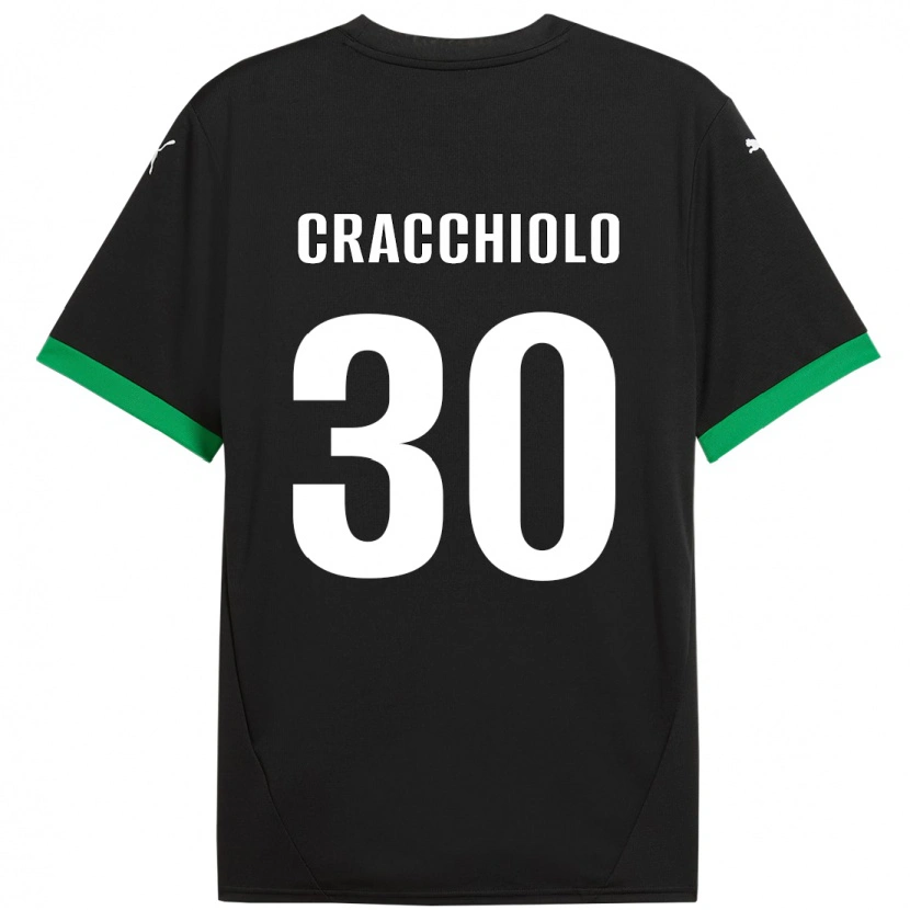 Danxen Mænd Leonardo Cracchiolo #30 Sort Mørkegrøn Hjemmebane Spillertrøjer 2024/25 Trøje T-Shirt
