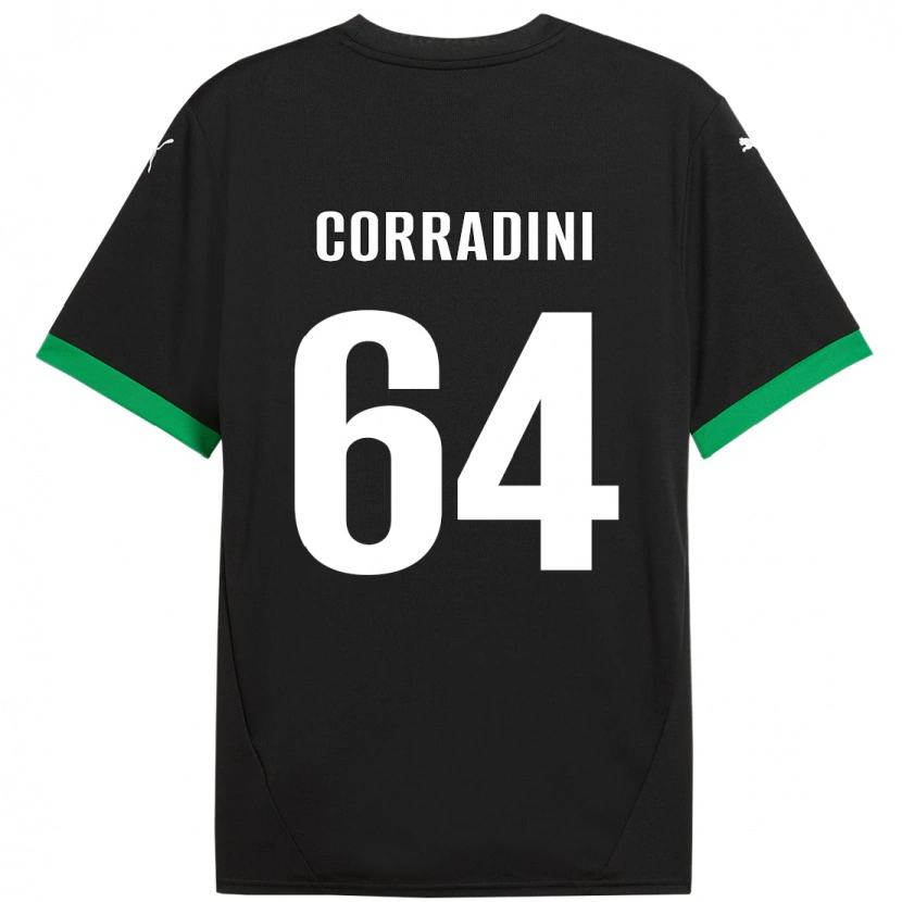 Danxen Mænd Francesco Corradini #64 Sort Mørkegrøn Hjemmebane Spillertrøjer 2024/25 Trøje T-Shirt