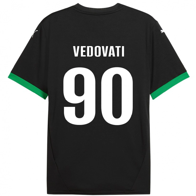 Danxen Mænd Gabriele Vedovati #90 Sort Mørkegrøn Hjemmebane Spillertrøjer 2024/25 Trøje T-Shirt