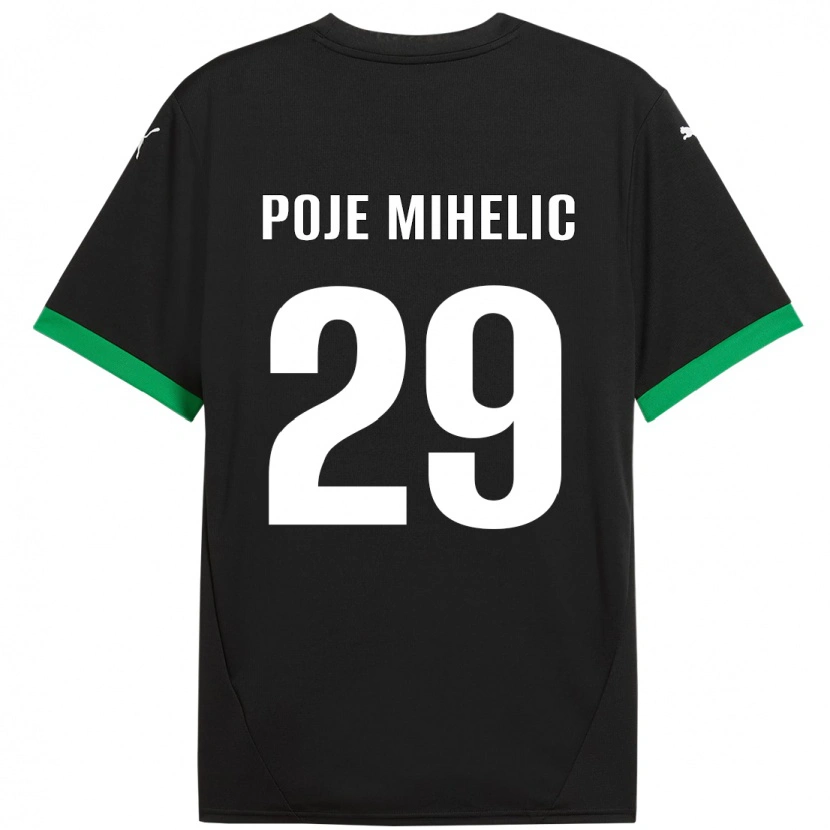 Danxen Mænd Naja Poje Mihelič #29 Sort Mørkegrøn Hjemmebane Spillertrøjer 2024/25 Trøje T-Shirt
