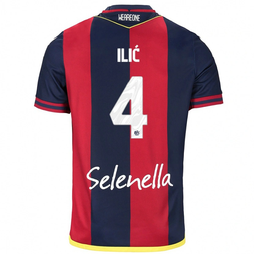 Danxen Mænd Mihajlo Ilić #4 Rød Kongeblå Hjemmebane Spillertrøjer 2024/25 Trøje T-Shirt
