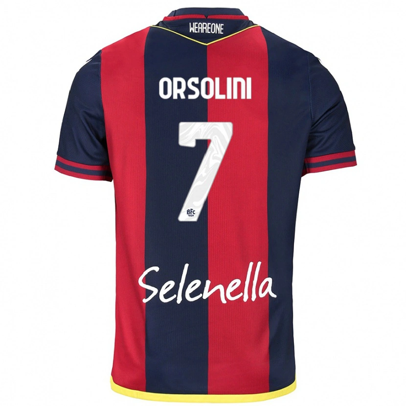 Danxen Mænd Riccardo Orsolini #7 Rød Kongeblå Hjemmebane Spillertrøjer 2024/25 Trøje T-Shirt