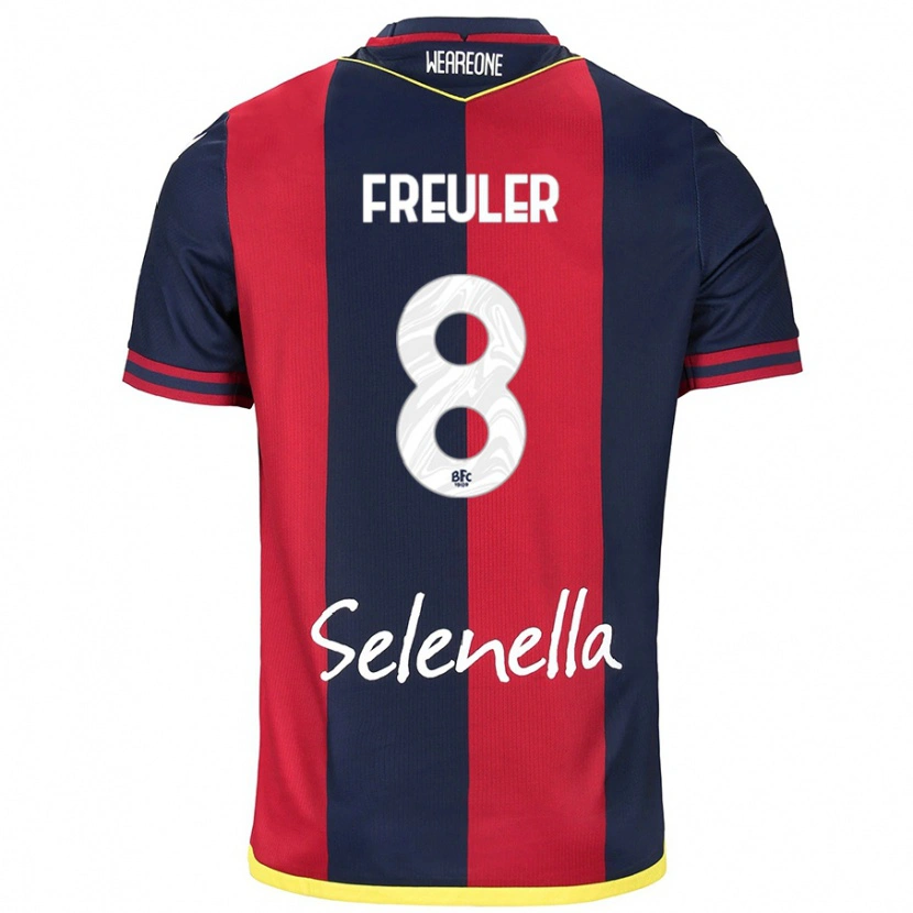 Danxen Mænd Remo Freuler #8 Rød Kongeblå Hjemmebane Spillertrøjer 2024/25 Trøje T-Shirt