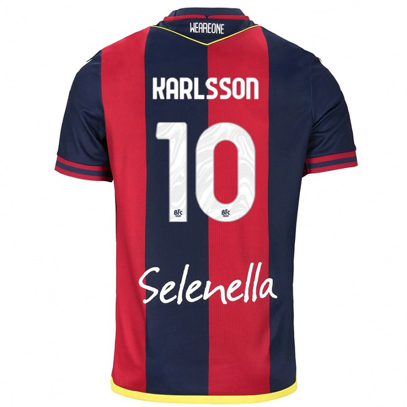 Danxen Mænd Jesper Karlsson #10 Rød Kongeblå Hjemmebane Spillertrøjer 2024/25 Trøje T-Shirt