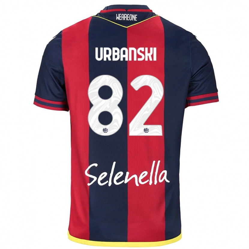 Danxen Mænd Kacper Urbanski #82 Rød Kongeblå Hjemmebane Spillertrøjer 2024/25 Trøje T-Shirt