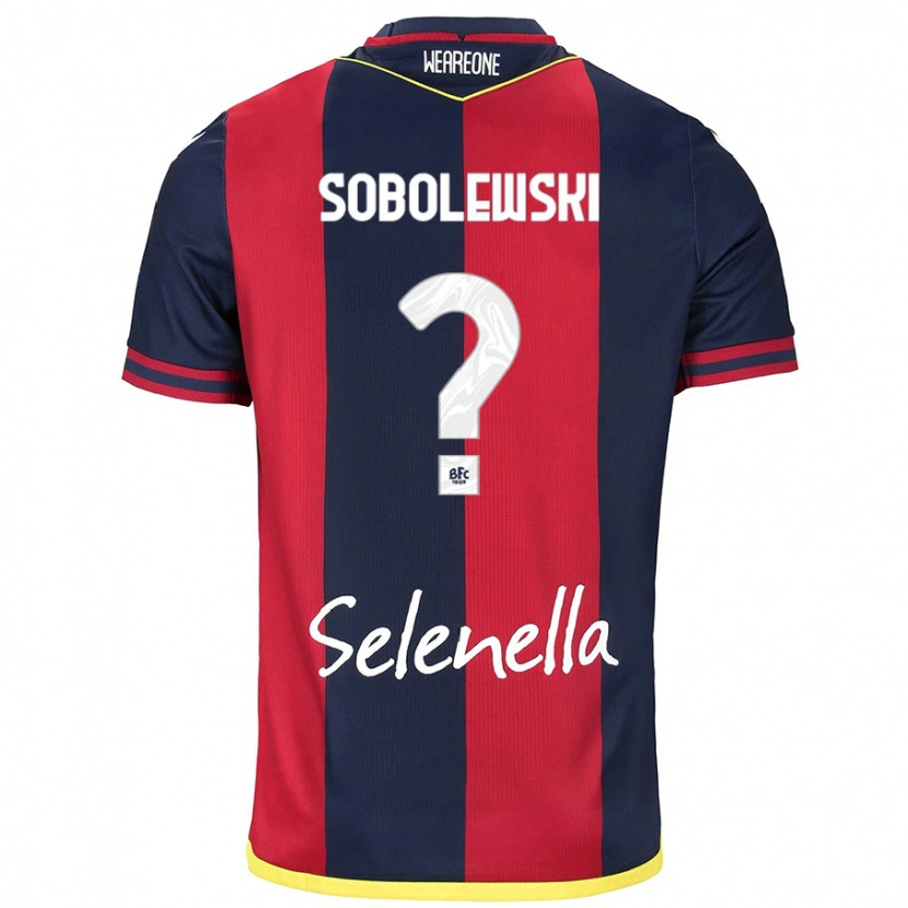 Danxen Mænd Konrad Sobolewski #0 Rød Kongeblå Hjemmebane Spillertrøjer 2024/25 Trøje T-Shirt