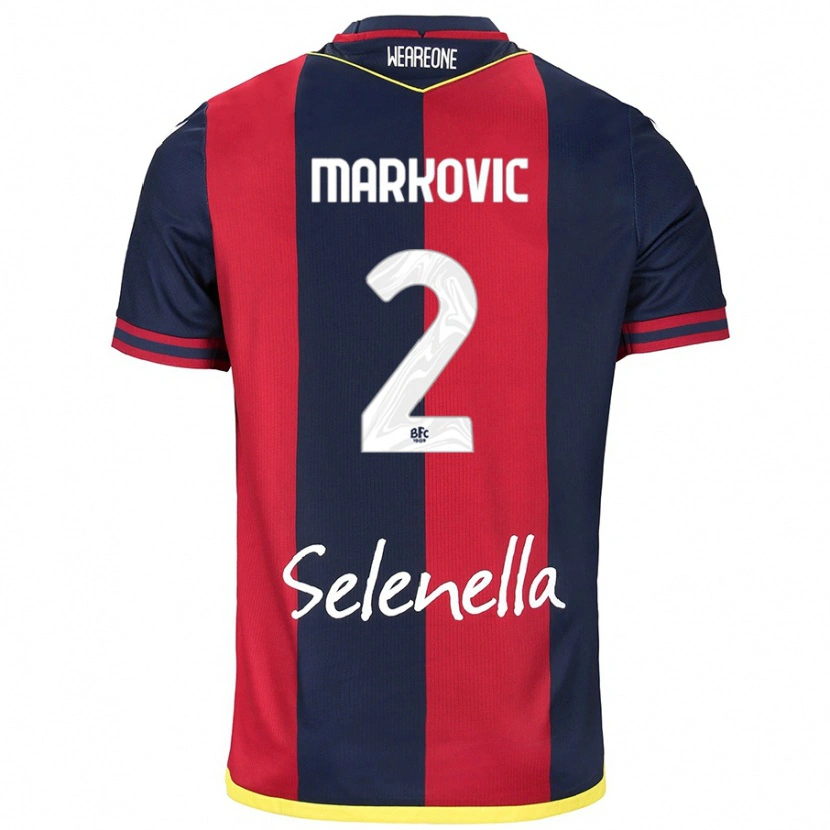 Danxen Mænd Petar Markovic #2 Rød Kongeblå Hjemmebane Spillertrøjer 2024/25 Trøje T-Shirt
