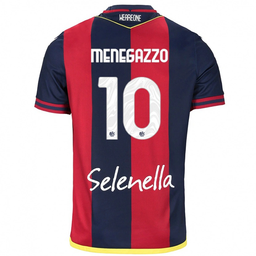Danxen Mænd Lorenzo Menegazzo #10 Rød Kongeblå Hjemmebane Spillertrøjer 2024/25 Trøje T-Shirt
