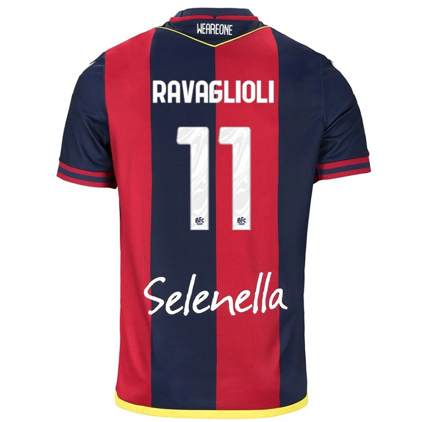 Danxen Mænd Tommaso Ravaglioli #11 Rød Kongeblå Hjemmebane Spillertrøjer 2024/25 Trøje T-Shirt