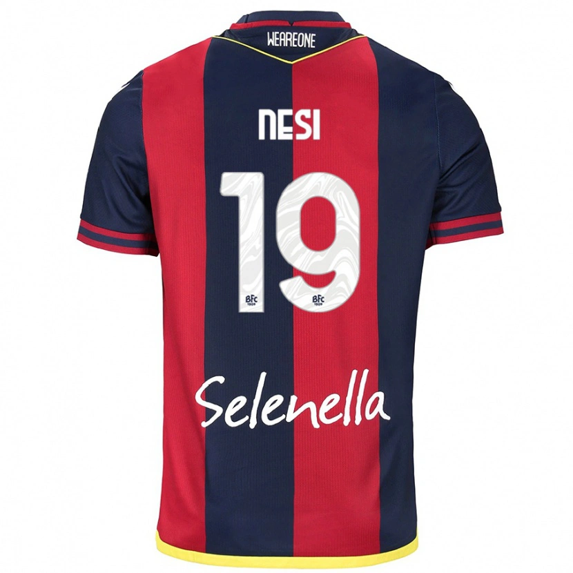 Danxen Mænd Luca Nesi #19 Rød Kongeblå Hjemmebane Spillertrøjer 2024/25 Trøje T-Shirt