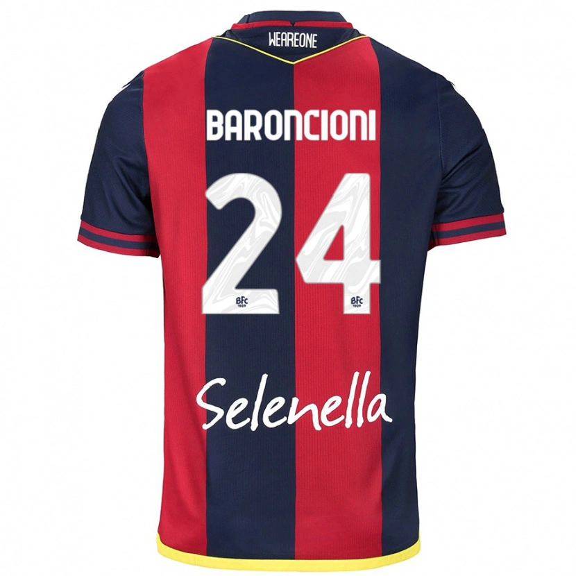 Danxen Mænd Davide Baroncioni #24 Rød Kongeblå Hjemmebane Spillertrøjer 2024/25 Trøje T-Shirt