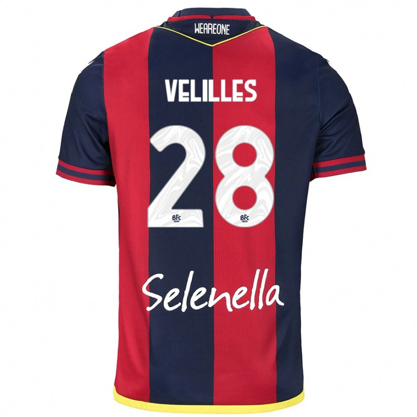 Danxen Mænd Aarón Velilles #28 Rød Kongeblå Hjemmebane Spillertrøjer 2024/25 Trøje T-Shirt