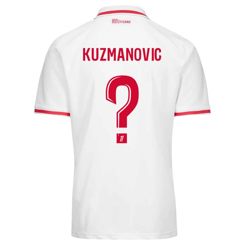 Danxen Mænd Dejan Kuzmanovic #0 Hvid Rød Hjemmebane Spillertrøjer 2024/25 Trøje T-Shirt